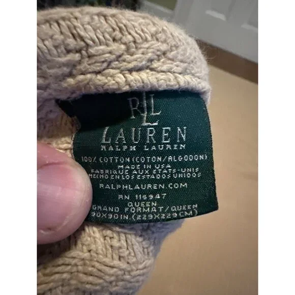 Lauren Ralph Lauren Peach Cotton Queen Blanket 90x90 Inches